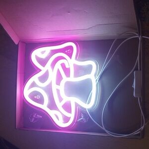 Pink and White Mushroom Neon Light